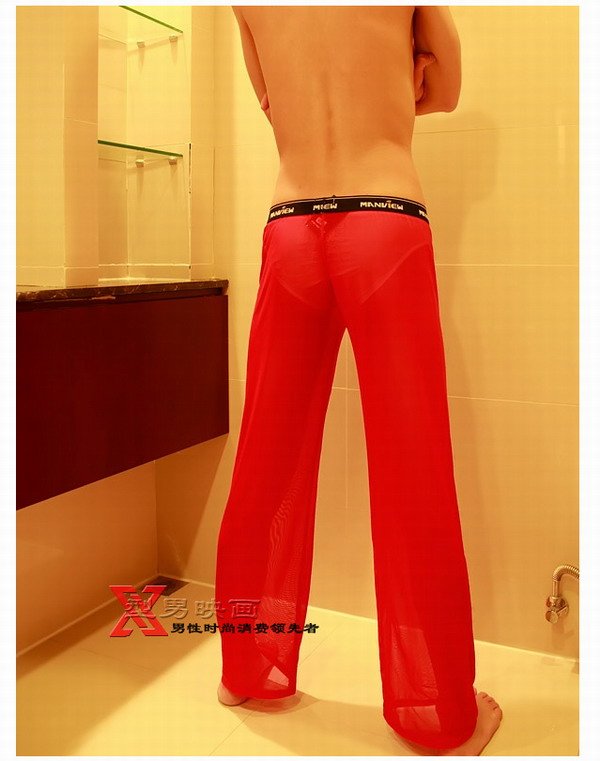 man\'s sex appeal nets yarn leisure trousers MV601 M L XL Black White Red Blue