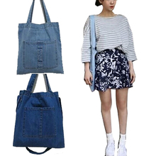 Denim bag women’s handbag large canvas bags one shoulder fashion shopping bag 2015 brief fashion crossbody multi-function bag