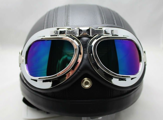 Motorcycle Scooter Steampunk Cruiser Helmet Goggle Eyewear Colored Lens T01A