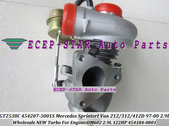 GT2538C 454207-5001S 454184-0001 Turbo For Mercedes Benz Sprinter I Van 212D 312D 412D 1997-00 2.9L OM602 122HP Turbocharger (1)