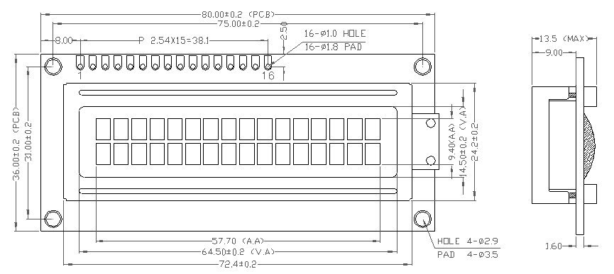 Lcd 1602 чертеж