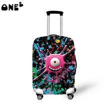2016 ONE2 Design big eye monster pattern printing wholesale fashion cover apply to 22,24,26 inch suitcase elastic travel luggage