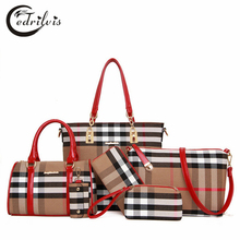 Chequer Composite Women Handbag W402 Oxford Muti-function Lady Shoulder Bag Chequer Crossbody Bag Composite Women Totes Handbag