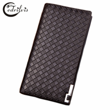 Retro Chequer Men Wallets W033 Luxury Design Metal angles Long PU Leather Purse Card Holder Zipper Pocket Retro Chequer Wallets