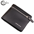 Business Zipper Men Wallet W121 Pu Leather Male Purse Black and Coffee Short Card Holder Dollar