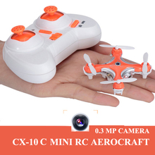 Crazy Selling CX-10C 2.4G 4CH RC Mini Helicopter Quadcopter Drone With 0.3MP HD Camera Remote Control Toy Orange/Black