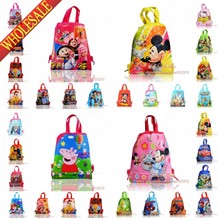 1pcs Spiderman Pig Princess Toy story Mario Minions school Cartoon Drawstring Backpack bag shopping Tote bags Kids Party gift