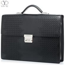 YINTE Men’s Briefcase Leather High End Business Briefcase Messenger Laptop Case Attache Bag Cow Leather Portfolio Tote T8601-5