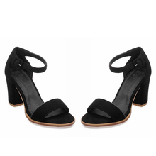Hot women’s summer shoes Nubuck Leather Concise Gladiator sandals Solid Buckle Strap high heels Cover Heel office lasy pumps