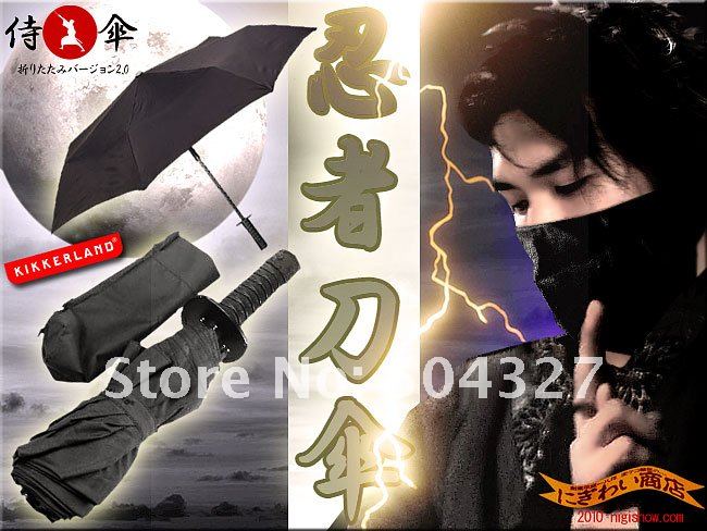 5pcs/lot Free shipping Mini Samurai Sword Black Ninja Folding Umbrella