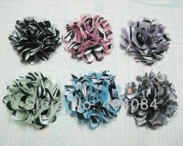 200pcs/Лот 2 «Зебра цветы сетка Зебра цветы без волос клипы девушек волосы аксессуар 6 цветов 200pcs/Лот 2 «Зебра цветы сетка Зебра цветы без волос клипы девушек волосы аксессуар 6 цветов