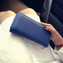 2016 Fashion Women tiny Plaid Long Zip Wallet Clutch Leather Clutch Purse Coin Card Bag High Quality Wholesale price