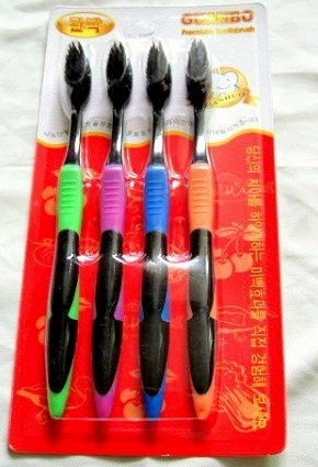 free shipping wholesale Korea nano bamboo Anion Charcoal health dual adult toothbrush high quality 4pcs/pack