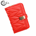 High grade Chequer Sweet Lady Wallet W045 Short Hasp Women Purse 2016 Luxury Design Handbag High