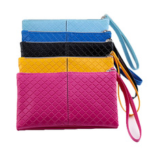 Korean Fashion Plaid Lady Womens Long Check Purse Clutch PU Leather Wallet Card Holder Handbag