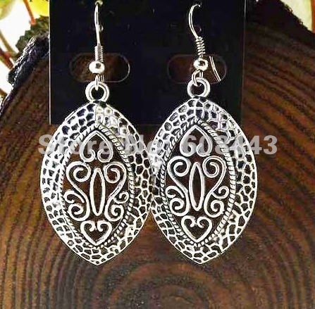 Mixed Min 15USD Tibetan Gypsy French Royal Style Silver Plated Hollow vintage exotic drop dangle wholesale earrings Jewelry