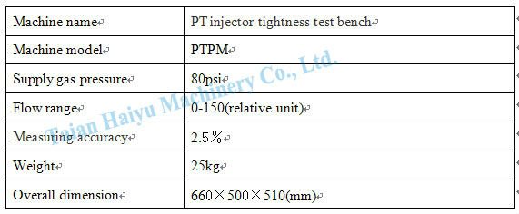 HY-PTPM Injector Air-tightness Test Bench